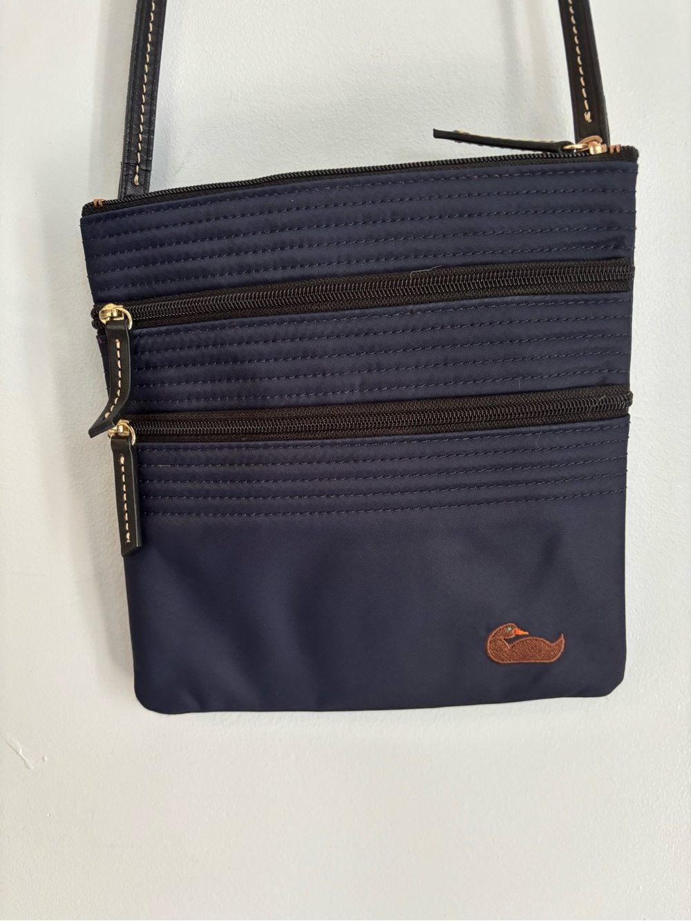 Dooney & Bourke Navy Crossbody Bag with Brown Accent